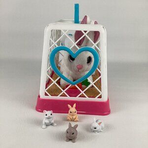 Zuru Pets Alive Mama Bunny Baby Surprise Playset Interactive Plush Sounds Cage